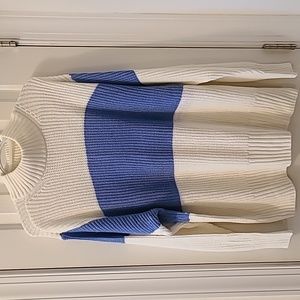 ST. JOHN'S BAY BRAND WOMEN'S PLUS SIZE BLUE AND WHITE PULLOVER SWEATER SIZE 1X